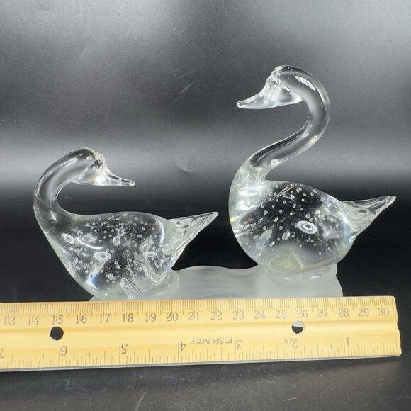 1980s Clear Swan Duck Figurine On Frosted Base Manganese 365nm Green UV Glow VTG - Picture 8 of 12